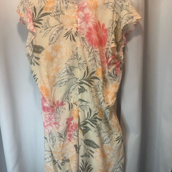 LOFT Cream and Pink Midi Romper - Picture 2 of 4